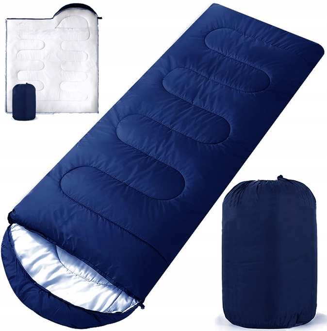 LEKKI ŚPIWÓR TURYSTYCZNY MUMIA KAPTUR 210CM CIEPŁY KOŁDRA + POKROWIEC 2w1
