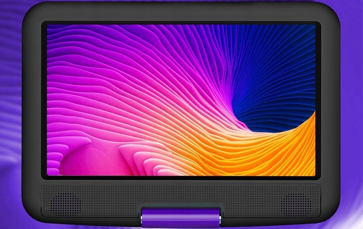 PRZENOŚNY SAMOCHODOWY ODTWARZACZ DVD 9'' LCD FIOLETOWY na 2000mAh Baterią