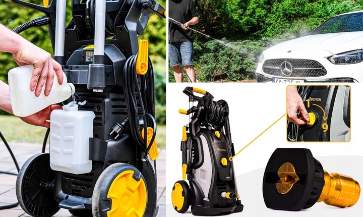 Myjka ciśnieniowa pompa mosiężna 3200W Indukcja 350bar ZESTAW PRO