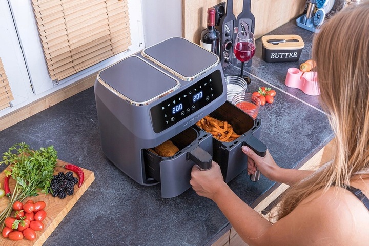 FRYTKOWNICA BEZTŁUSZCZOWA PODWÓJNA AIR FRYER 8L 2800W DWUKOMOROWA