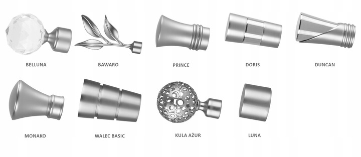 KARNISZ POJEDYNCZY 200 CM 19 MM CICHE KÓŁKA 3 KOLORY WYBÓR ZAKOŃCZEŃ