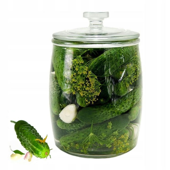 SŁÓJ SZKLANY POJEMNIK 4L SŁOIK NA OGÓRKI KUCHENNY OZDOBNY Z POKRYWĄ CANDY