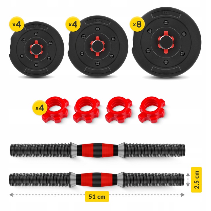 HANTLE BITUMICZNE REGULOWANE 2x20 KG DO ĆWICZEŃ SIŁOWYCH CIĘŻAR ZESTAW