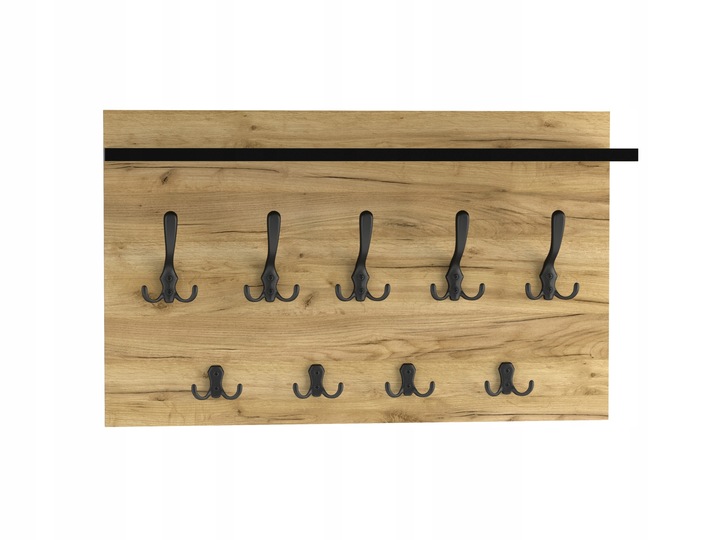 duży wieszak ścienny na ubrania dąb, hak czarny
