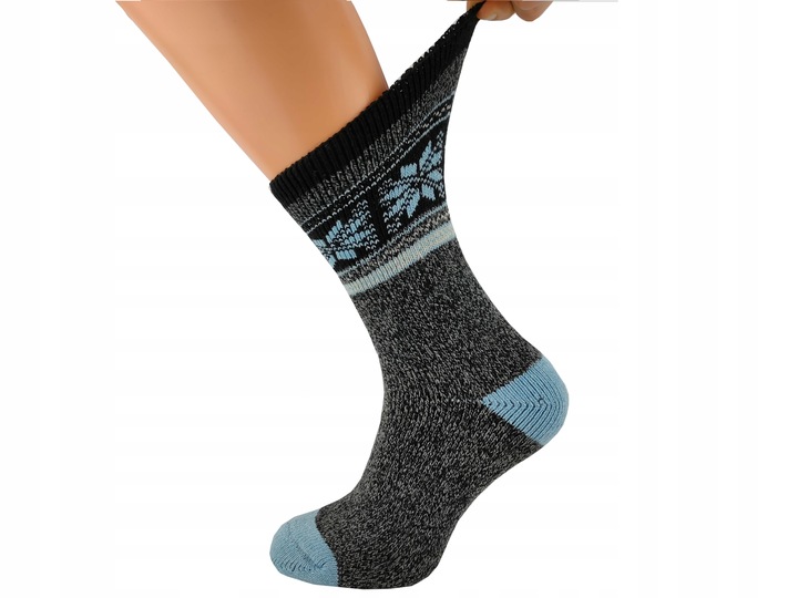 ALPAKA 3X GRUBE CIEPŁE BEZUCISKOWE skarpety 40-43 Wełniane Zimowe Termo