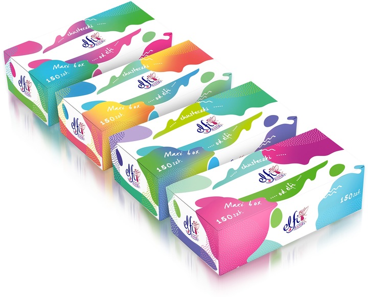 15x ELFI Friendly Maxi Box Chusteczki higieniczne 2 Warstwowe 150szt.