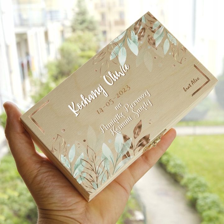 Pamiątka Pierwszej Komunii Świętej Prezent na Komunię Pudełko na