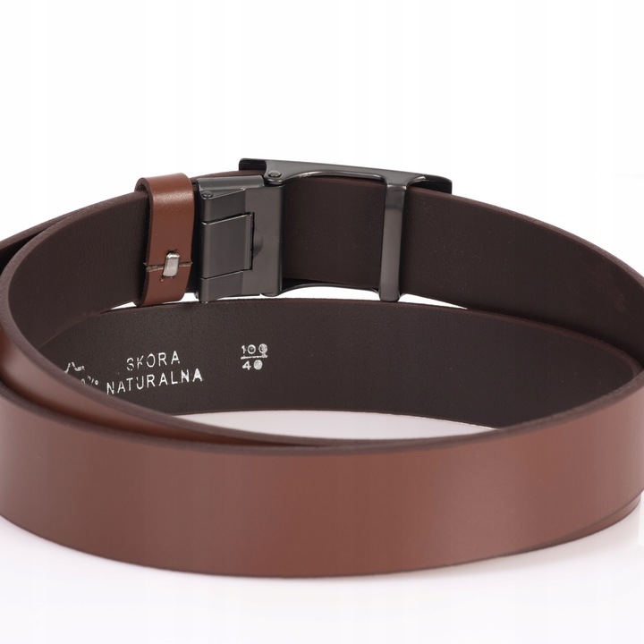 Pasek SKÓRZANY Męski SEPHER Automat BRĄZOWY spodni