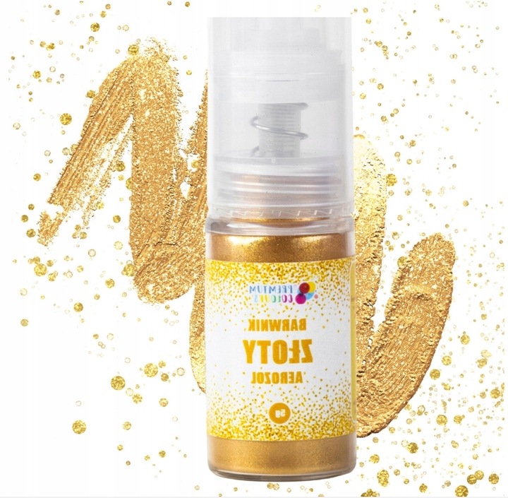 BARWNIK SPOŻYWCZY ZŁOTY BROKAT W SPRAYU PYŁEK Z POMPKĄ JADALNY