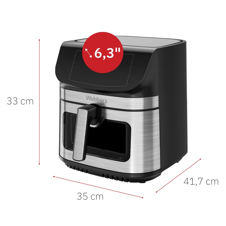 FRYTKOWNICA BEZTŁUSZCZOWA AIR FRYER 8,8L NIEPRZYWIERAJĄCA WEBBER 10 P