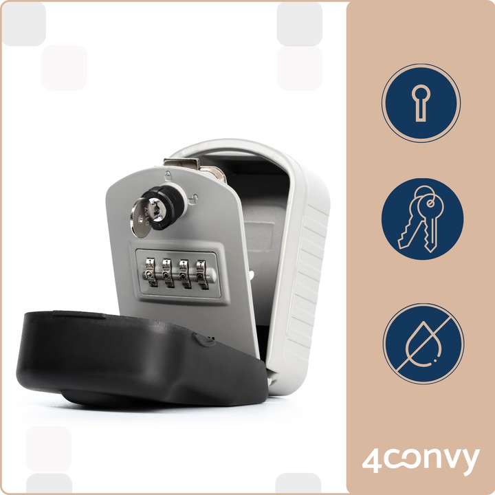 4CONVY sejf klucze zewnętrzny kasetka skrzynka na szyfr kod +KLUCZ AWARYJNY