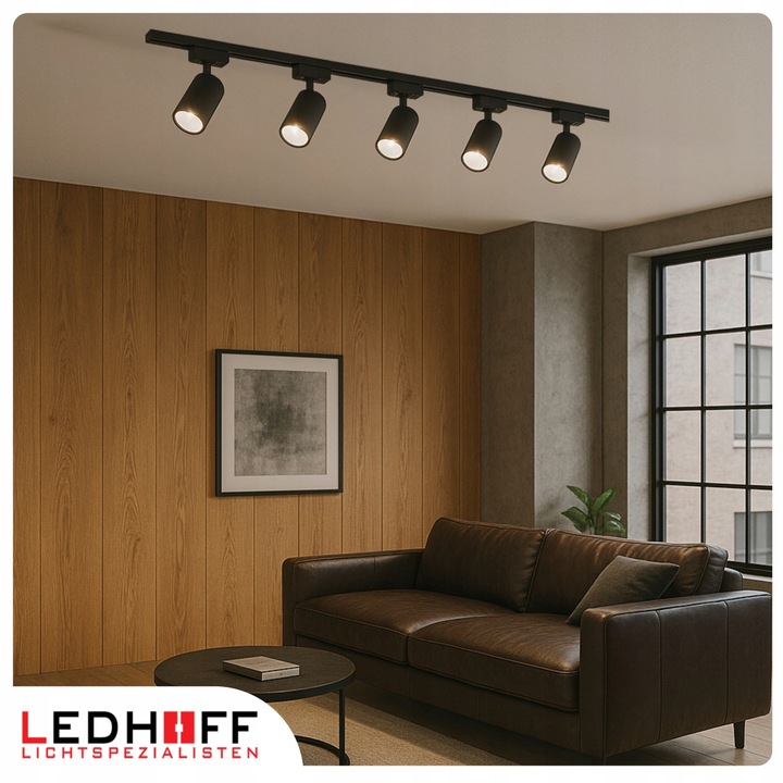 Łącznik z ZASILANIEM prosty do szyn oświetleniowych LED czarny