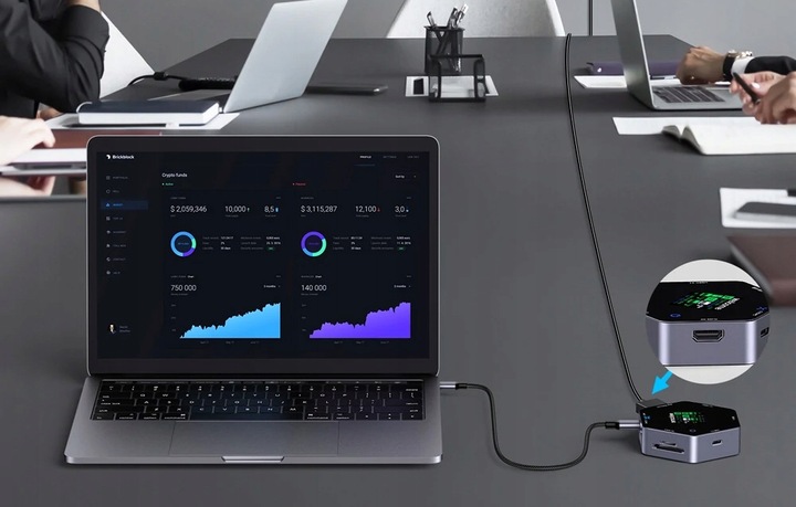 Blitzwolf BW-TH16 Stacja Dokująca HUB 8w1 USB-C PD 100W HDMI 4K Chłodzenie