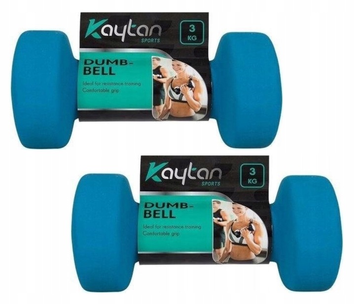 zestaw Hantle neoprenowe Kaytan zestaw 2 x 3 KG ciężarki Niebieskie