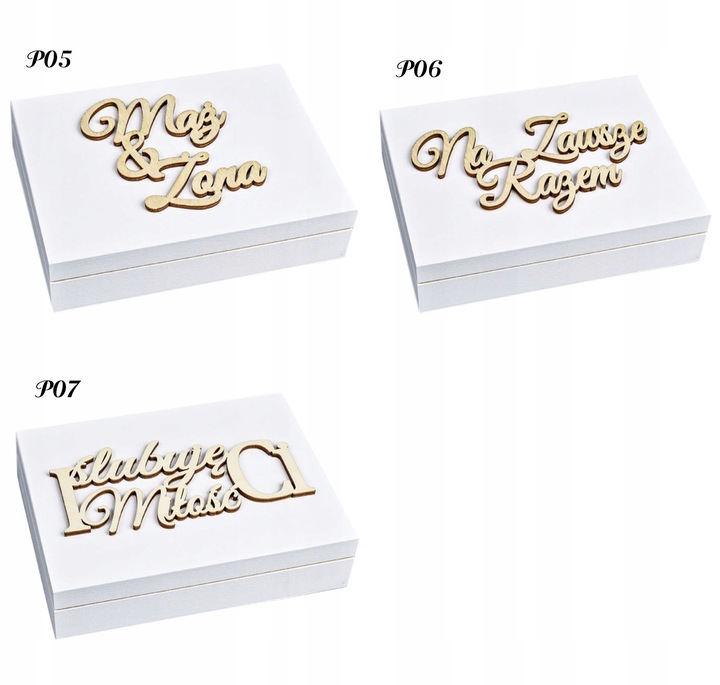 PUDEŁKO Na Obrączki z Tekstem BIAŁE Mech Ślub