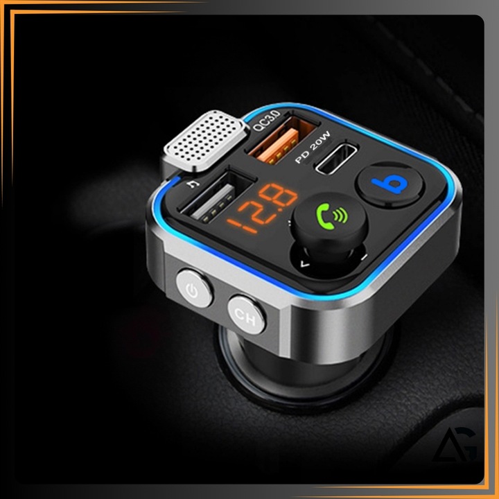 TRANSMITER BLUETOOTH SAMOCHODOWY FM USB 3.0A + 1.0A QC USB-C ŁADOWARKA