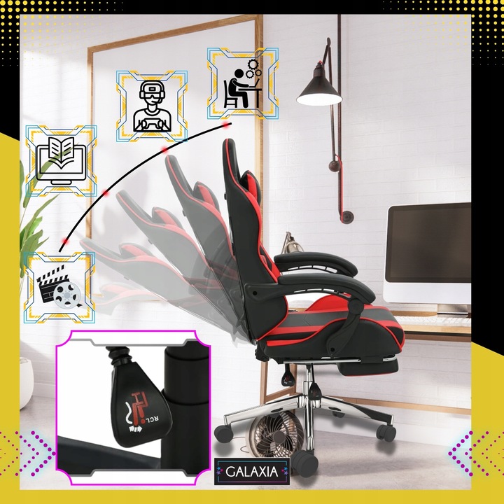 FOTEL GAMINGOWY BIUROWY Obrotowy Z Podnóżkiem Kubełkowy Krzesło Gamingowe