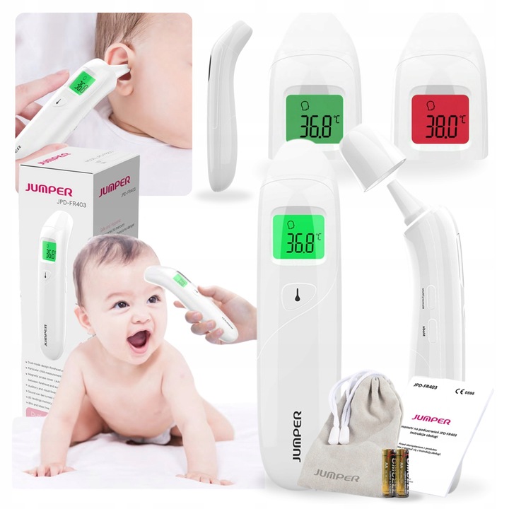 MEDYCZNY termometr bezdotykowy podczerwień do ucha czoła JUMPER JPD-FR403