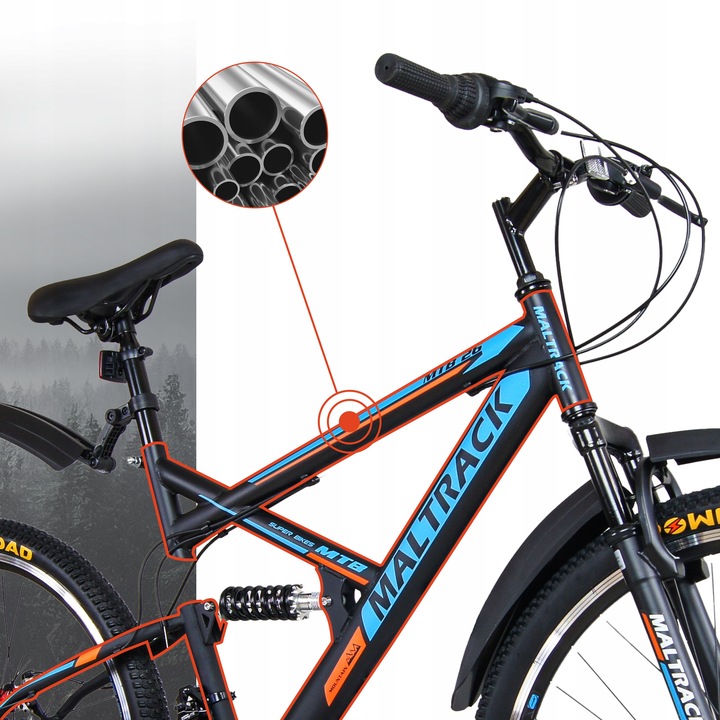 ROWER GÓRSKI MTB SHIMANO Amortyzatory 26'' BIDON BŁOTNIKI 18 BIEGÓW