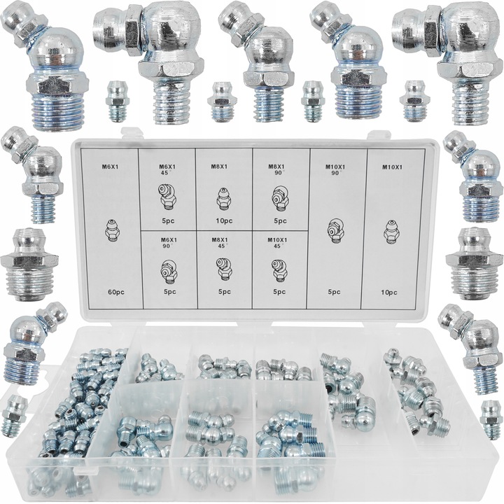 KALAMITKI SMAROWNICZKI METRYCZNE ZESTAW DO SMAROWNICY 110 ELEMENTÓW