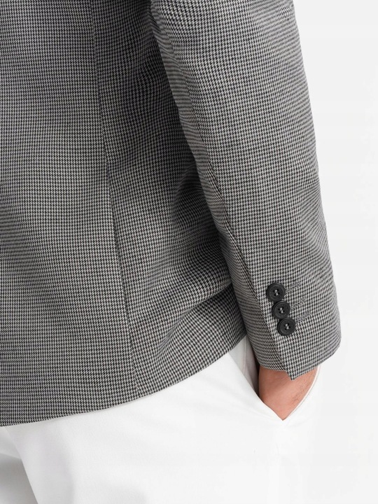 Marynarka męska casual w delikatną kratkę szara V2 OM-BLZB-0116 XL
