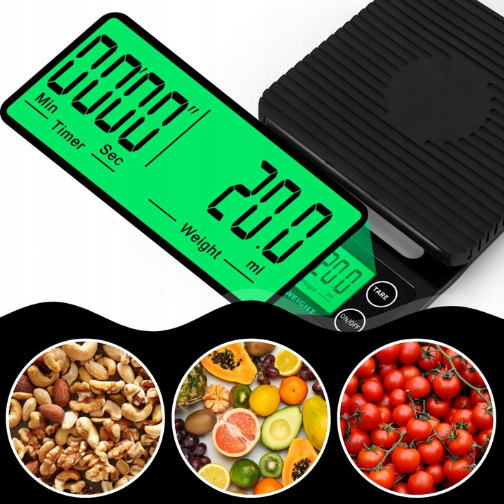WAGA KUCHENNA ELEKTRONICZNA PRECYZYJNA Z WYŚWIETLACZEM 5000g 1g TIMER