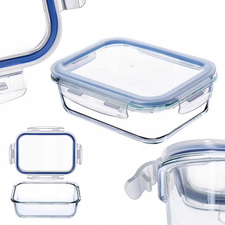POJEMNIK NA ŻYWNOŚĆ SZKLANY ZESTAW POJEMNIKI SZKLANE POKRYWKĄ LUNCHBOX
