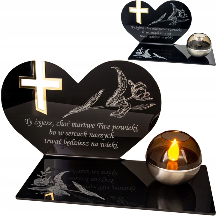 SOLARNY ZNICZ Led Statuetka NA CMENTARZ GRÓB DUŻA Lampka Led z Grawerem