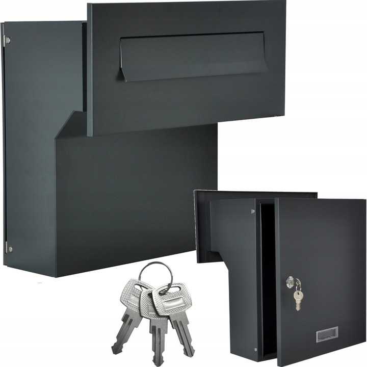 SKRZYNKA NA LISTY PRZELOTOWA DO MURU DWUSTRONNA ANTRACYT WRZUTOWA +3