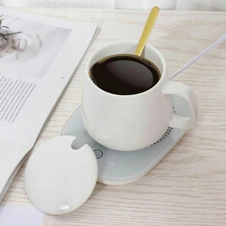 Kubek ceramiczny DO HERBATY Podgrzewacz USB Łyżka PREZENT Kubek Świąteczny