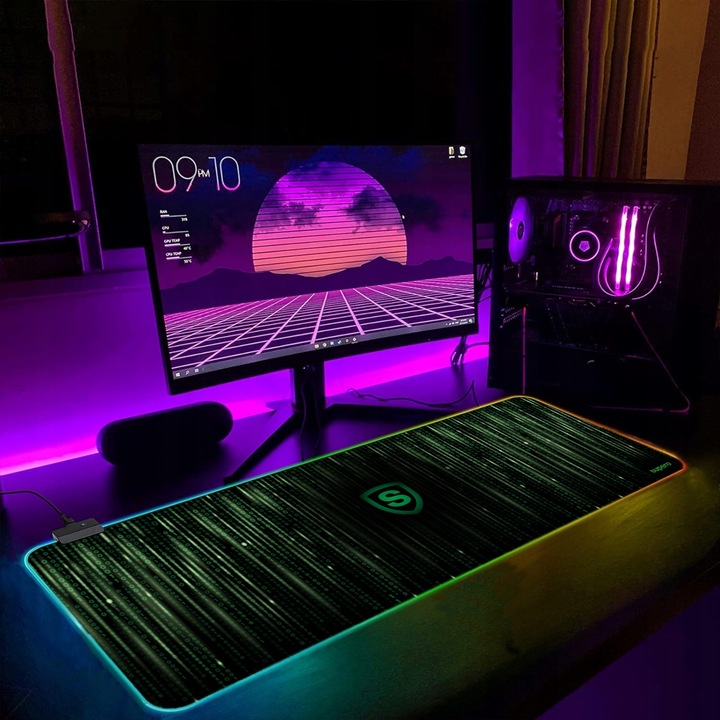 Podkładka pod myszkę gamingowa mysz xxl duża klawiaturę RBG świecąca 80x30