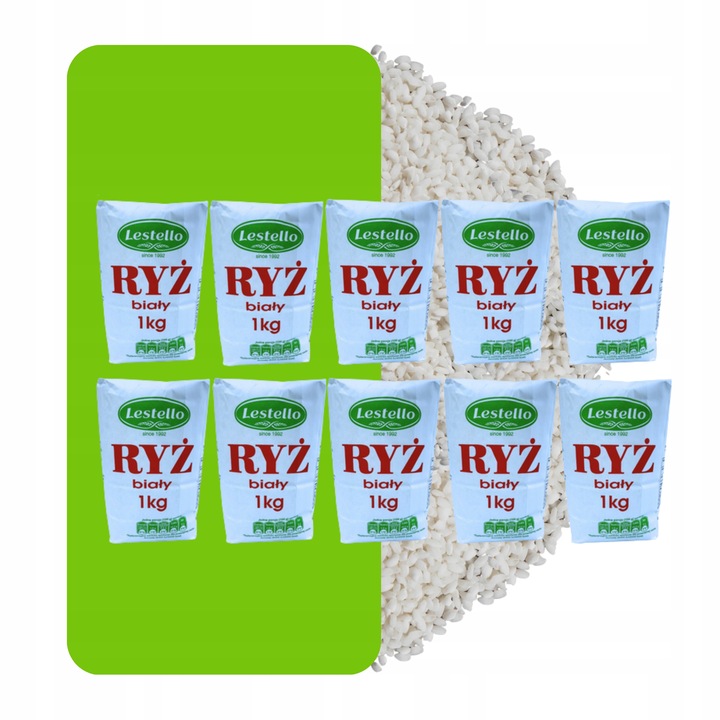RYŻ BIAŁY 1 KG x 10 SZTUK VEGE NATURALNY LESTELLO