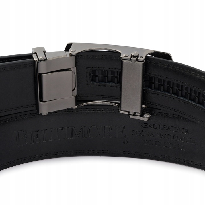 Zestaw prezentowy męski skórzany pasek portfel czarny pudełko