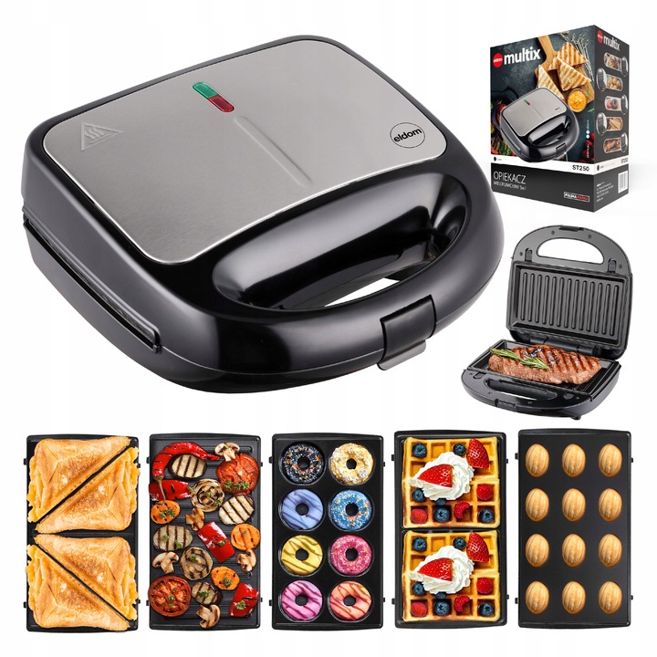 Opiekacz wielofunkcyjny ST250 Eldom 5 w 1 Tosty Grill Gofry Orzeszki