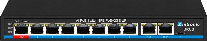 Switch POE 8xPOE 2xUplink GIGABIT 1000Mbs 120W HI POE URUS - DO KAMER