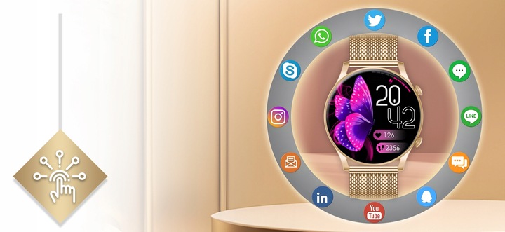 Smartwatch Zegarek Damski Wodooporny PL Menu Rozmowy Smart Watch 4 Paski