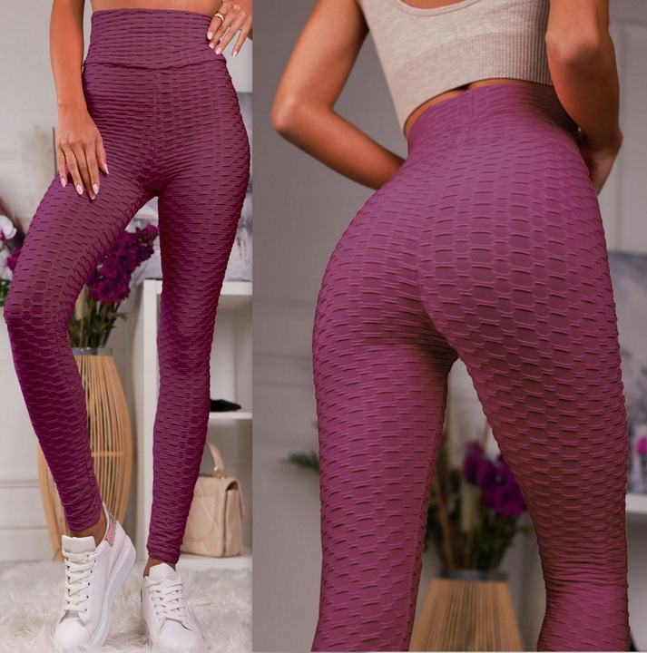 Legginsy KARBOWANE ANTYCELLULITOWE PUSH UP kolory S/M