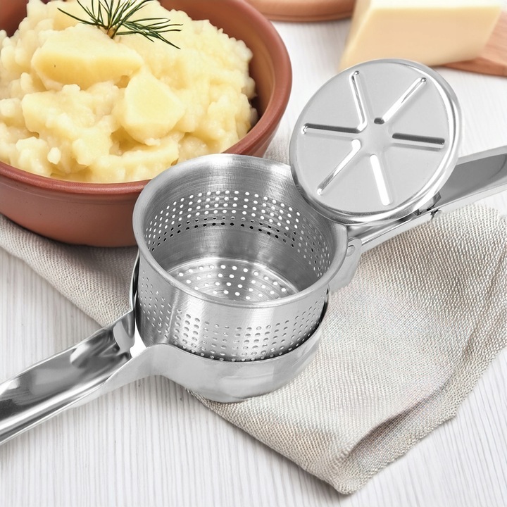 PRASKA DO ZIEMNIAKÓW UBIJAK TŁUCZEK UGNIATACZ STAL NIERDZEWNA