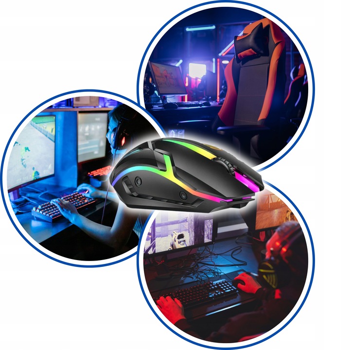 MYSZKA GAMINGOWA MYSZ DLA GRACZY BEZPRZEWODOWA KOMPUTEROWA LED RGB
