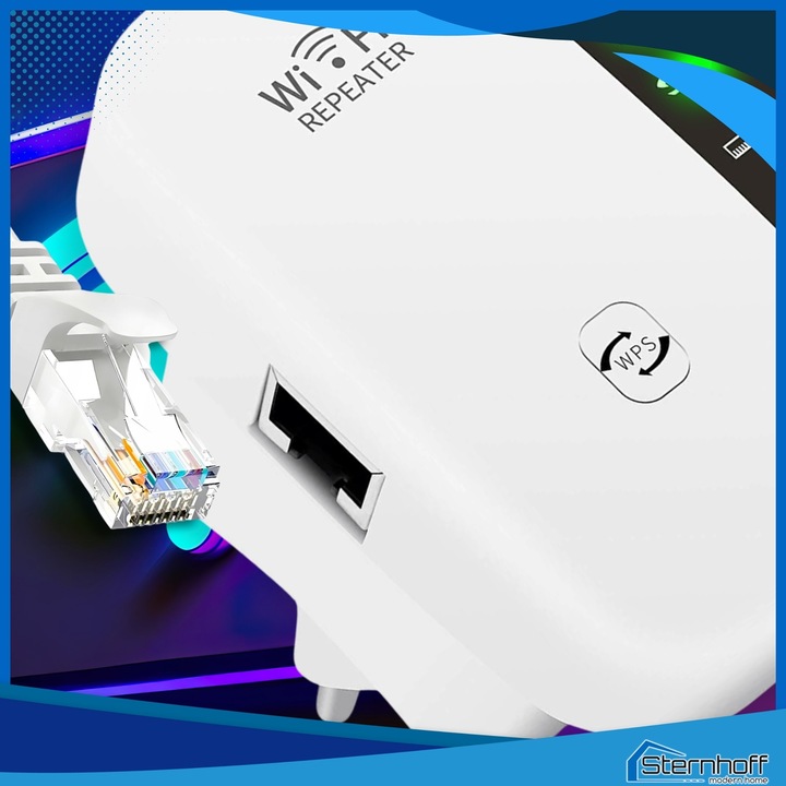 WZMACNIACZ SYGNAŁU SIECI WIFI MOCNY ZASIĘG 300 Mb/s +KABEL LAN NIE PRZERYWA