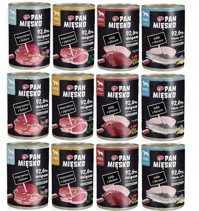 PAN MIĘSKO KARMA MOKRA DLA PSA MIX SMAKÓW 12X400G YORK MALTAŃCZYK