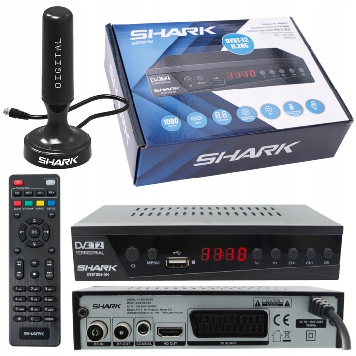 Tuner Dekoder DVB T2 TV naziemnej HEVC H.265 HDMI PVR FHD USB +ANTENA DVBT2