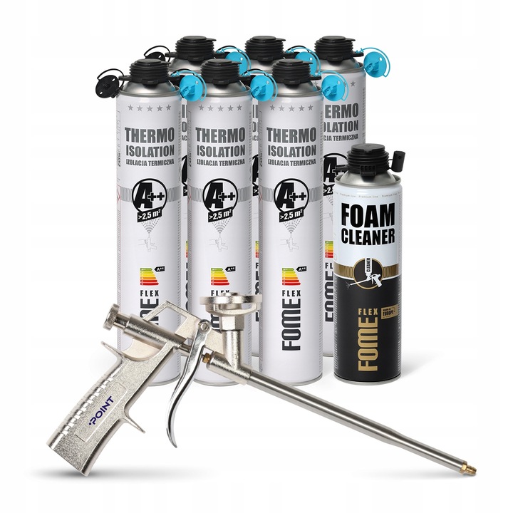 Pianka PUR do ociepleń izolacji + 2 dysze do natryskiwania 850ml Fome Flex