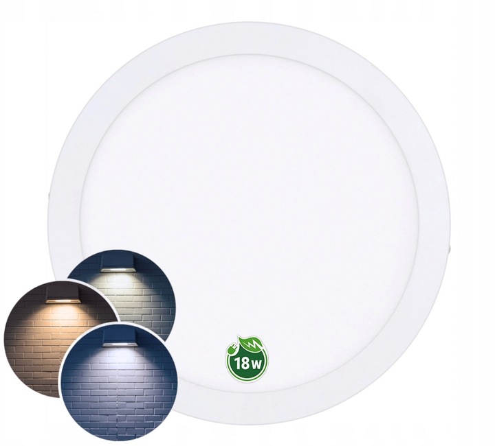 Panel LED plafon okrągły natynkowy 18W CCD