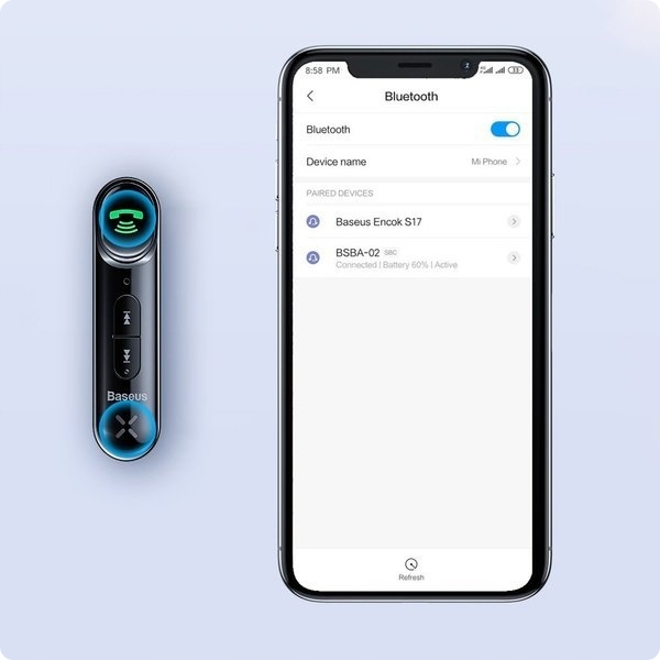 Baseus,Transmiter samochodowy odbiornik adapter BLUETOOTH MINI - JACK AUX