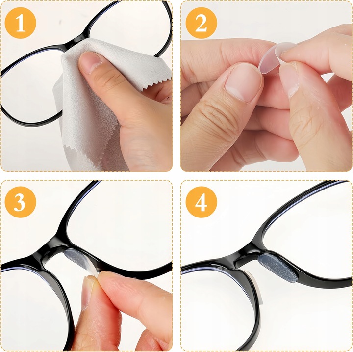 32 PAR NOSKÓW PRZYKLEJANYCH PRZEZROCZYSTYCH DO OKULARÓW 64 NOSKÓW SILIKON