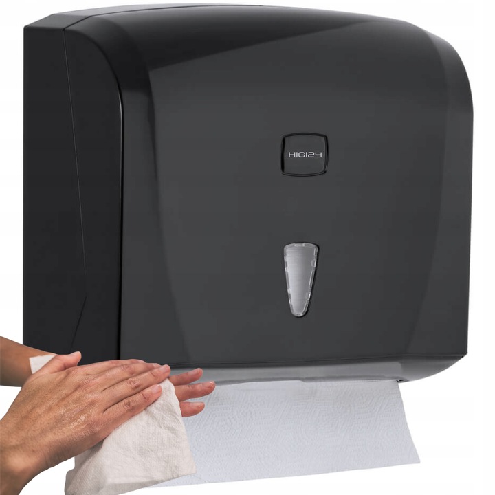 Pojemnik Dozownik Podajnik ręczniki papierowe ZZ czarny naścienny ATEST PZH