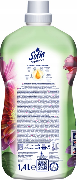 Sofin Kapsułki do Prania Kolorowych Tkanin 66 prań + Płyn do płukania 1,4l