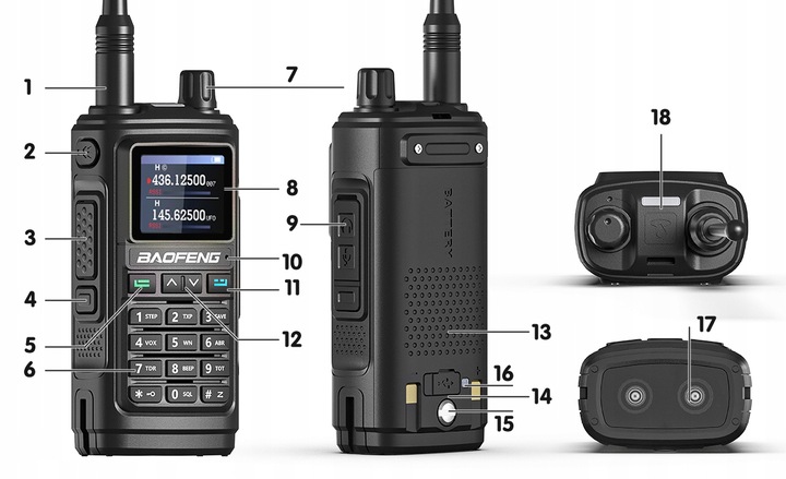 Krótkofalówka Radiotelefon Baofeng UV-17E Walkie Talkie PMR VHF UHF USB-C