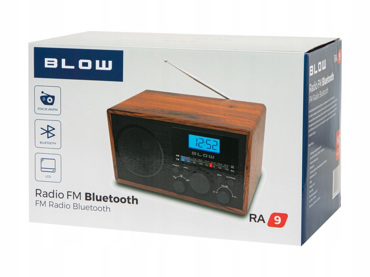 RADIO KUCHENNE RETRO PRZENOŚNE BLUETOOTH ZEGAR LCD FM ANTENA AUX USB-C
